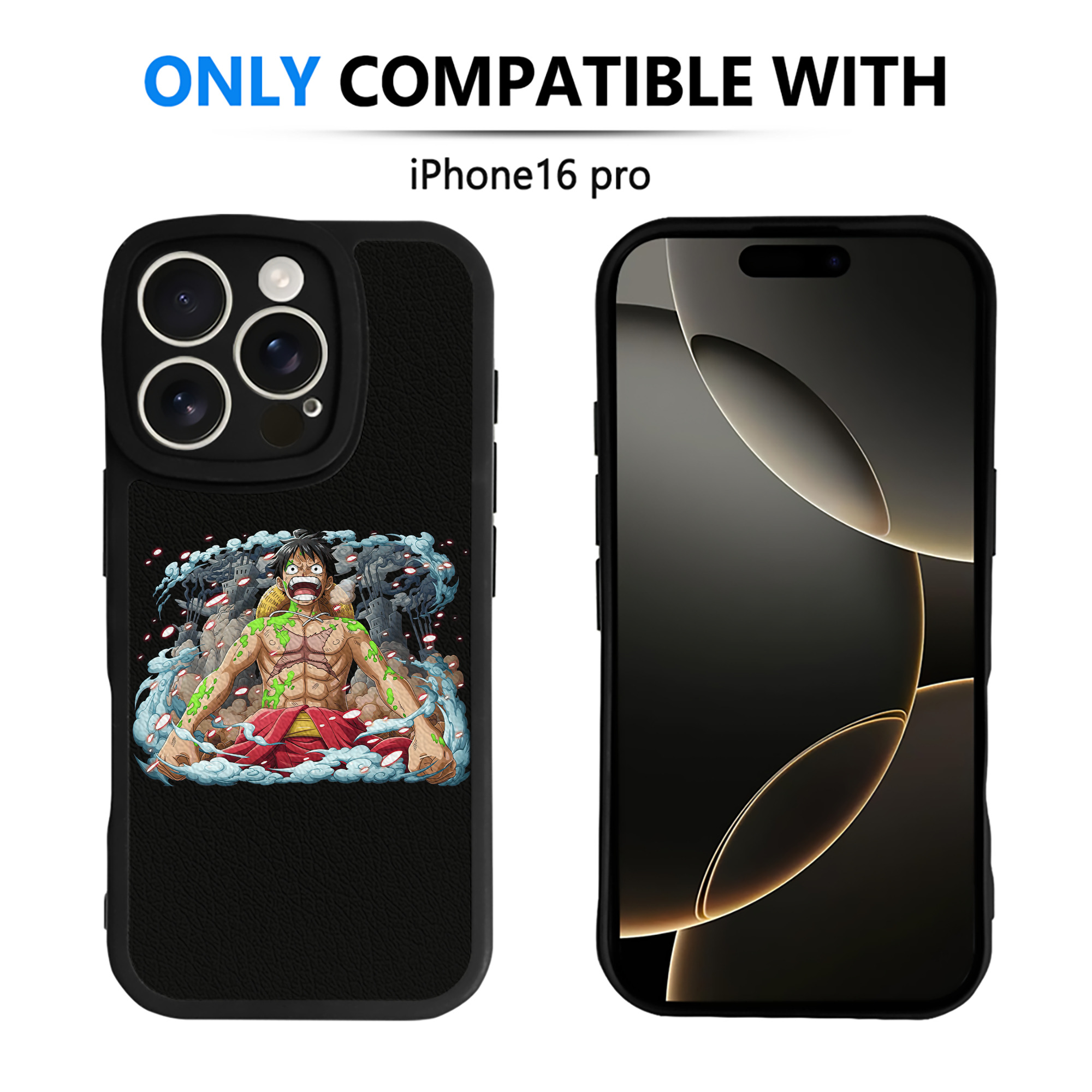 （画像用） ワンピース モンキー・D・ルフィ ONE PIECE Monkey D. Luffy 【iPhone 16シリーズ対応】シリコンスマホケース（レザー調） 材質：シリコン